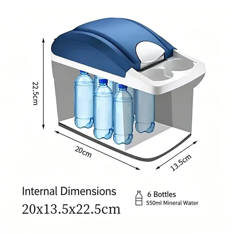 8L Mini Fridge 12V / 220V Cooling and Heating Car Refrigerator for Home and Car - Blue