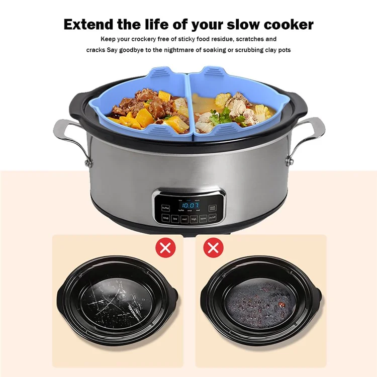 2pcs Silicone Slow Cooker Divisher Liners Para a Maioria Dos 6-7 Quart Lenta - Preto