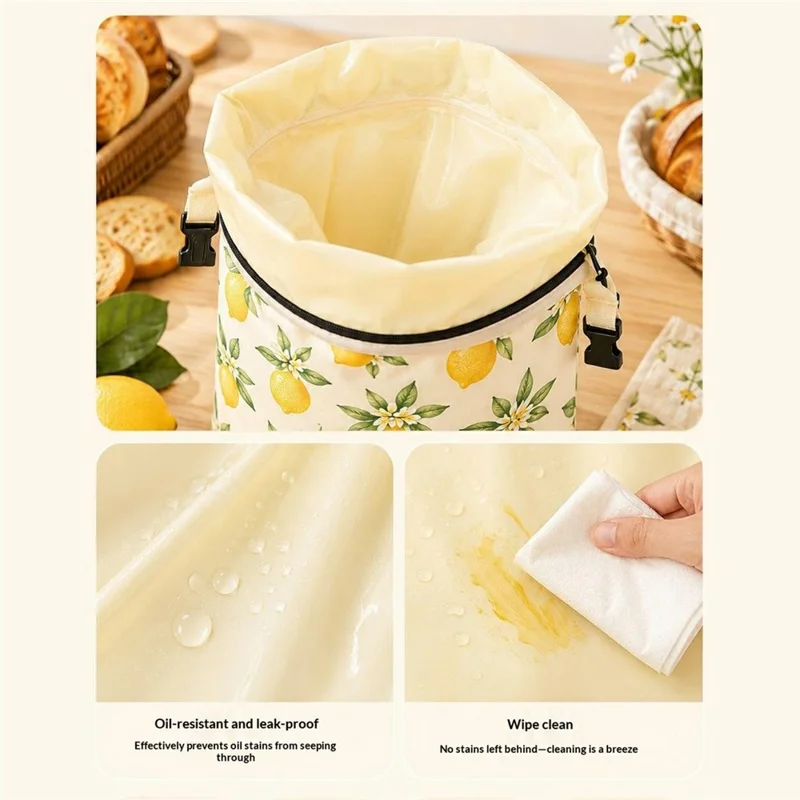 43x33cm Cotton Bread Bag with Removable Beeswax Liner Seal Food Storage Bag for Kitchen Bakery (FDA Certified) - Style A