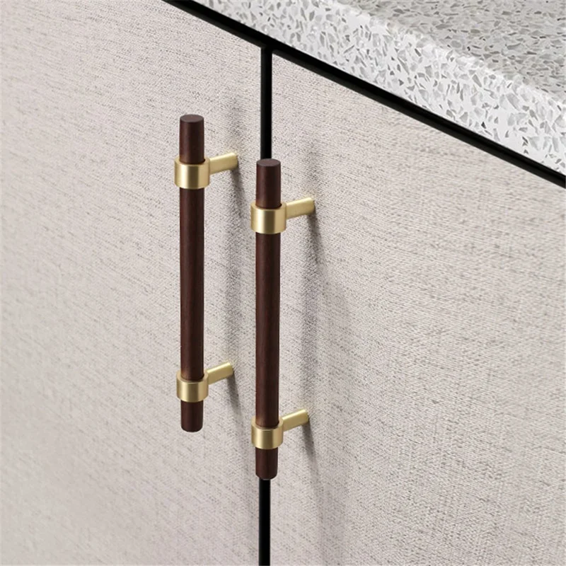 Kitchen Bathroom Cabinet Dress Drawer Handle Chinese Style Brushed Cabinet Pull Handle with 7x25mm Screw - 224mm / Walnut Brass