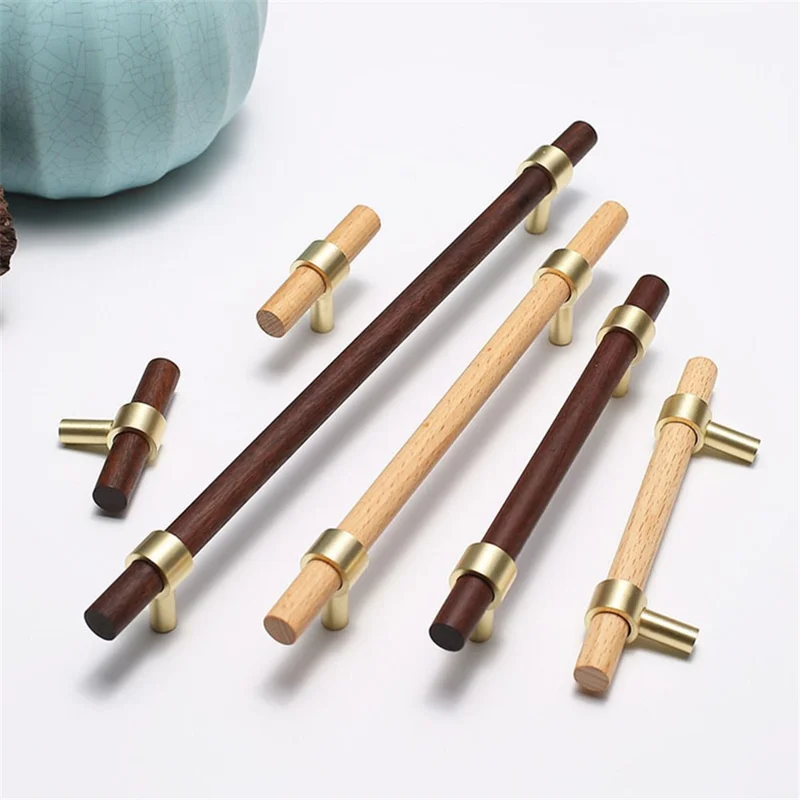 Chinese Style Cabinet Pull Handle Brushed Kitchen Bathroom Cabinet Dress Drawer Handle with 7x25mm Screw - 128mm / Walnut Brass