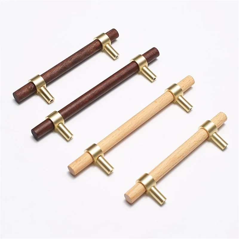 Chinese Style Cabinet Pull Handle Brushed Kitchen Bathroom Cabinet Dress Drawer Handle with 7x25mm Screw - 128mm / Walnut Brass