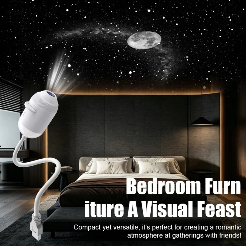 G303 Projecteur LED Ciel Étoilé USB, Veilleuse Double Mode, Système Flexible Rotatif à 360°, Commande Tactile, Luminosité Réglable, 3 Lentilles Interchangeables pour Chambre ou Voiture