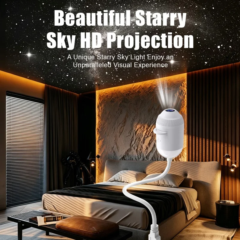 G303 Projecteur LED Ciel Étoilé USB, Veilleuse Double Mode, Système Flexible Rotatif à 360°, Commande Tactile, Luminosité Réglable, 3 Lentilles Interchangeables pour Chambre ou Voiture