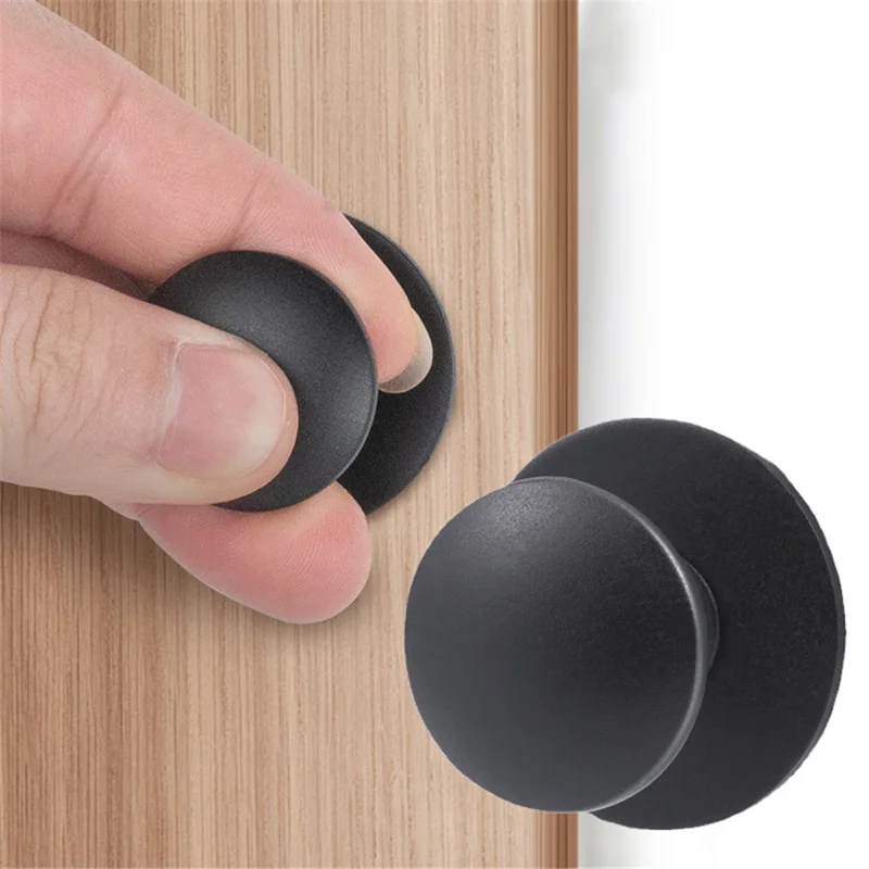 Cabinet Pull Knob Self-adhesive Cupboard Drawer Round Handle Stainless Steel DIY Furniture Decor - Matte Black