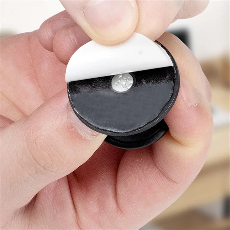 Cabinet Pull Knob Self-adhesive Cupboard Drawer Round Handle Stainless Steel DIY Furniture Decor - Matte Black