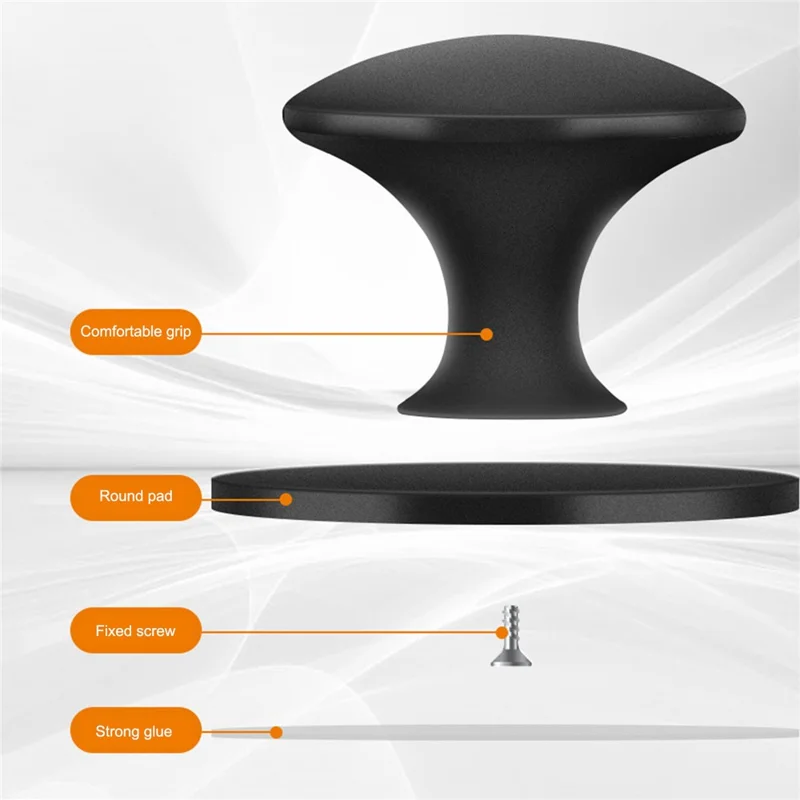 Cabinet Pull Knob Self-adhesive Cupboard Drawer Round Handle Stainless Steel DIY Furniture Decor - Matte Black