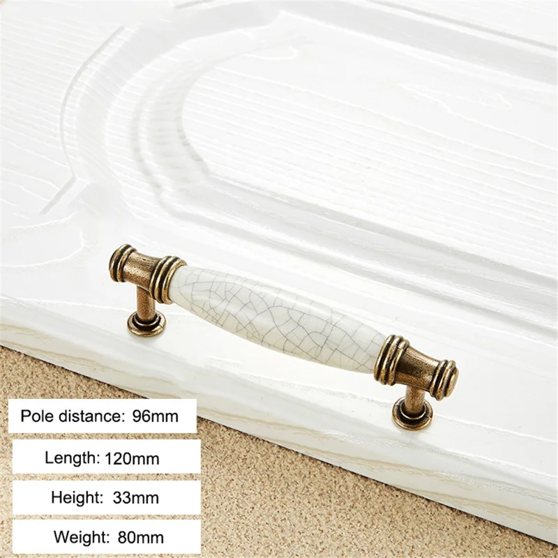 Zinc Alloy Drawer Knobs Wardrobe Door Puller White Ceramic Cracked Cabinet Handle with 22mm Screw - 5001-96 Yellow Crack