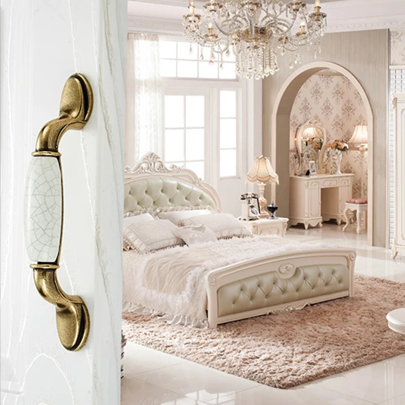 Zinc Alloy Drawer Knobs Wardrobe Door Puller White Ceramic Cracked Cabinet Handle with 22mm Screw - 5001-96 Yellow Crack