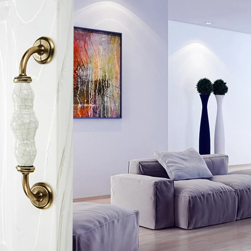 Zinc Alloy Drawer Knobs Wardrobe Door Puller White Ceramic Cracked Cabinet Handle with 22mm Screw - 5001-96 Yellow Crack