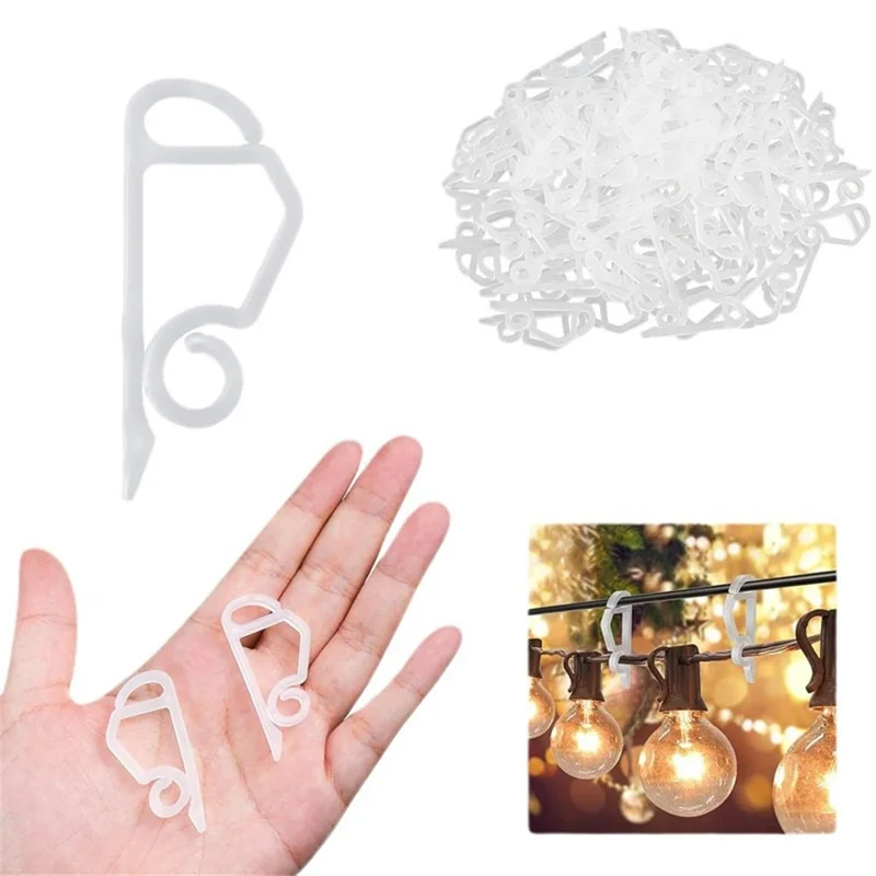 50Pcs Christmas Light Clips Weatherproof Plastic Gutter Hooks String Light Hangers for Outdoor Holiday Decor - White