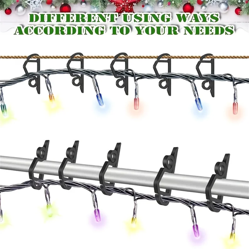 50Pcs Christmas Light Clips Weatherproof Plastic Gutter Hooks String Light Hangers for Outdoor Holiday Decor - White