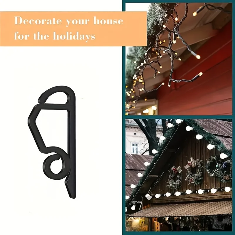 50Pcs Christmas Light Clips Weatherproof Plastic Gutter Hooks String Light Hangers for Outdoor Holiday Decor - White