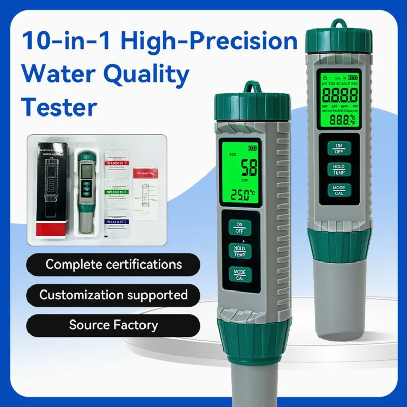 MF-X101 Water Quality Tester 10 in 1 Portable TDS EC pH Salinity Meter Pen for Home Use