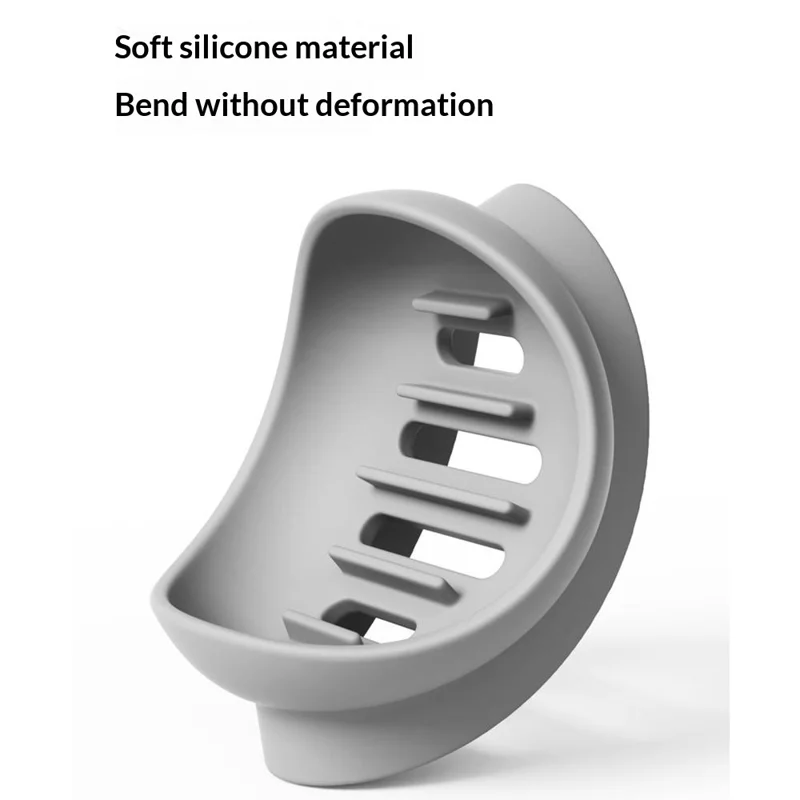 Silicone Soap Dish Non-Slip Easy Clean Drainage Soap Holder for Bathroom Kitchen - Grey