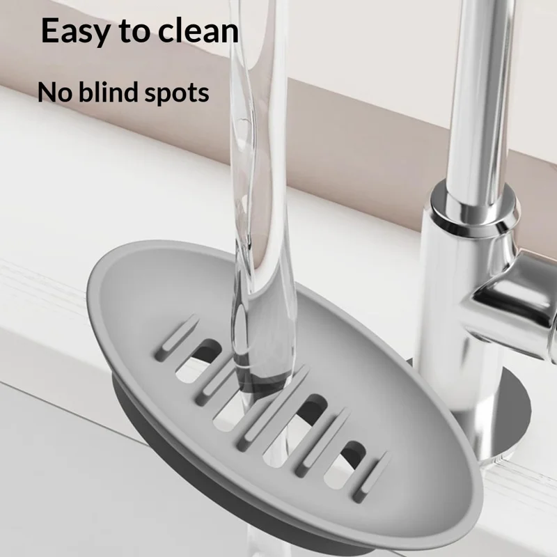 Silicone Soap Dish Non-Slip Easy Clean Drainage Soap Holder for Bathroom Kitchen - Grey