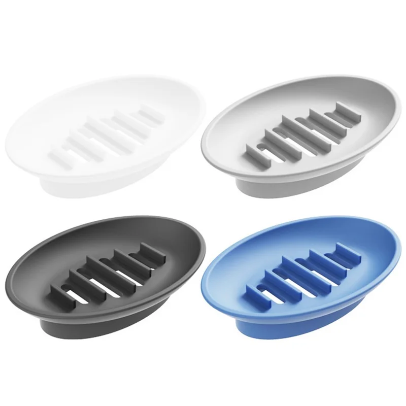 Silicone Soap Dish Non-Slip Easy Clean Drainage Soap Holder for Bathroom Kitchen - Grey