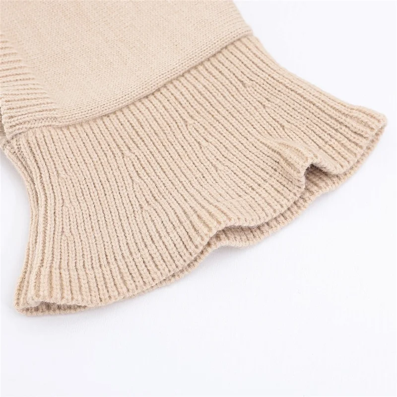Kids Cat Ear Knitted Balaclava Soft Polyester Fiber Windproof Hat and Neck Warmer for Winter - Beige