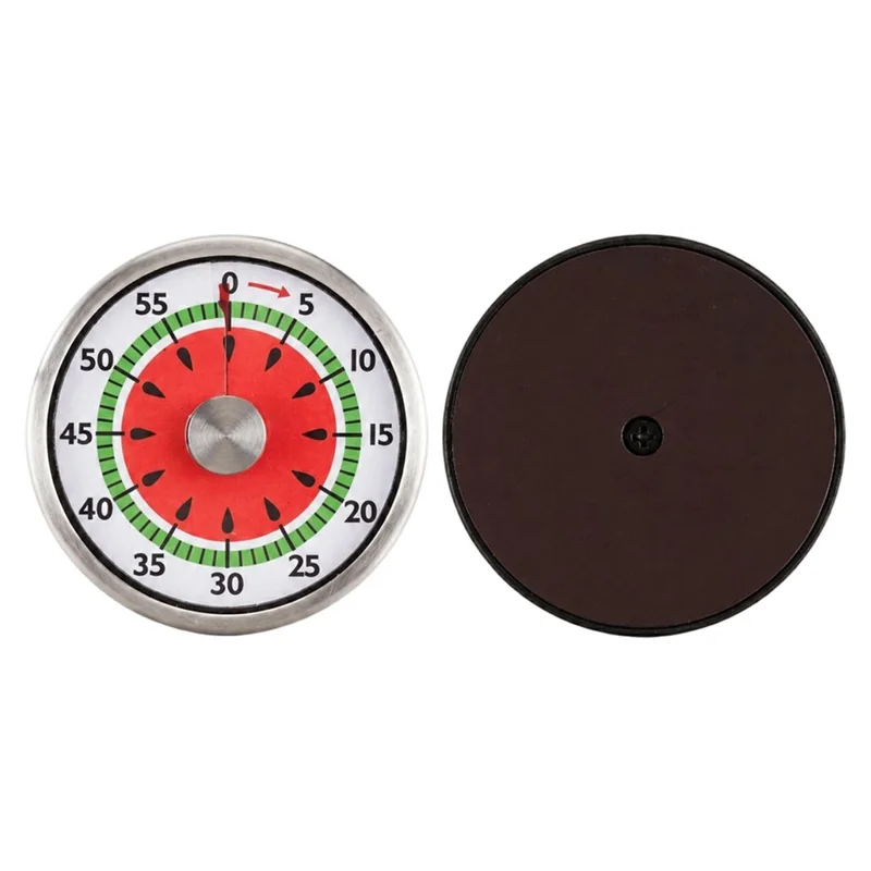 Mechanical Timer Magnetic Base 60 Min Countdown Watermelon Pattern Dial Kitchen Alarm Timer for Baking Study - Watermelon