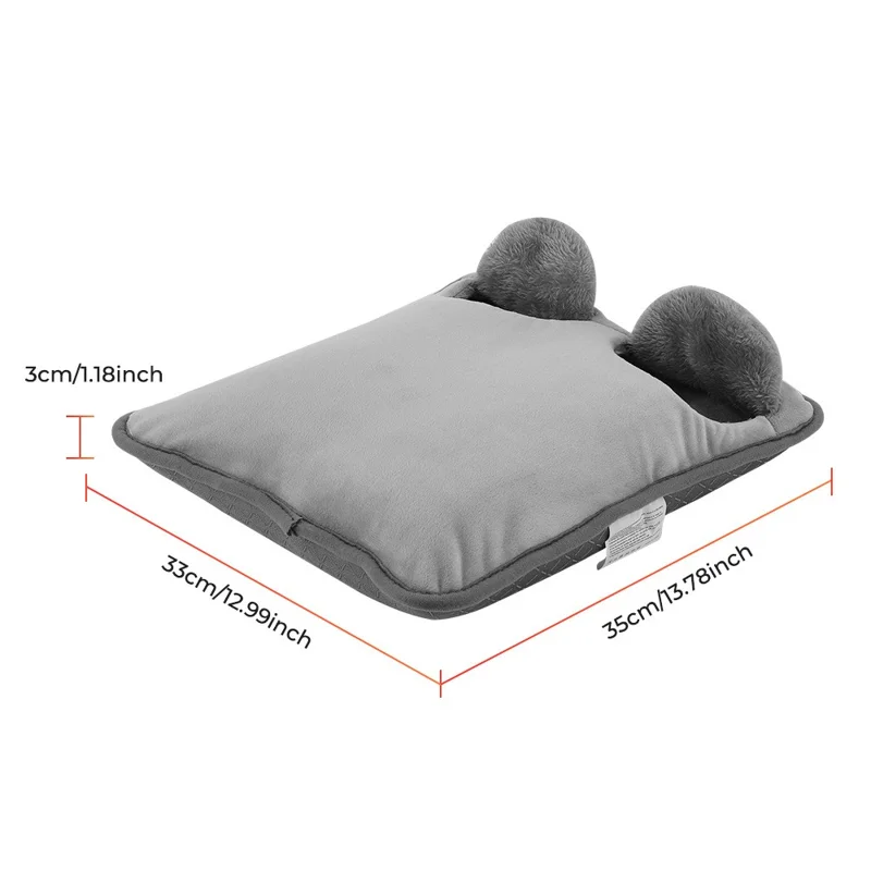 Réchauffeur de pieds électrique alimenté par USB 5 V, contrôle de température 4 niveaux, tapis chauffant antidérapant avec minuterie - Gris