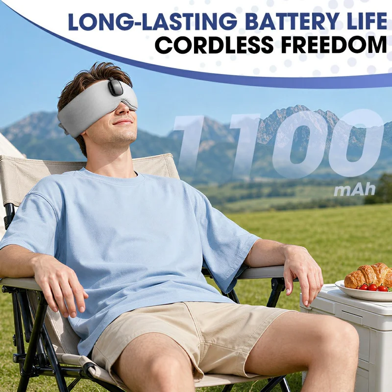 Bluetooth-compatible Music Sleep Eye Mask 50 Degrees Celsius Hot Compress 6-Gear Timer Blackout Wireless Eye Massager