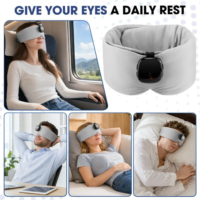 Bluetooth-compatible Music Sleep Eye Mask 50 Degrees Celsius Hot Compress 6-Gear Timer Blackout Wireless Eye Massager