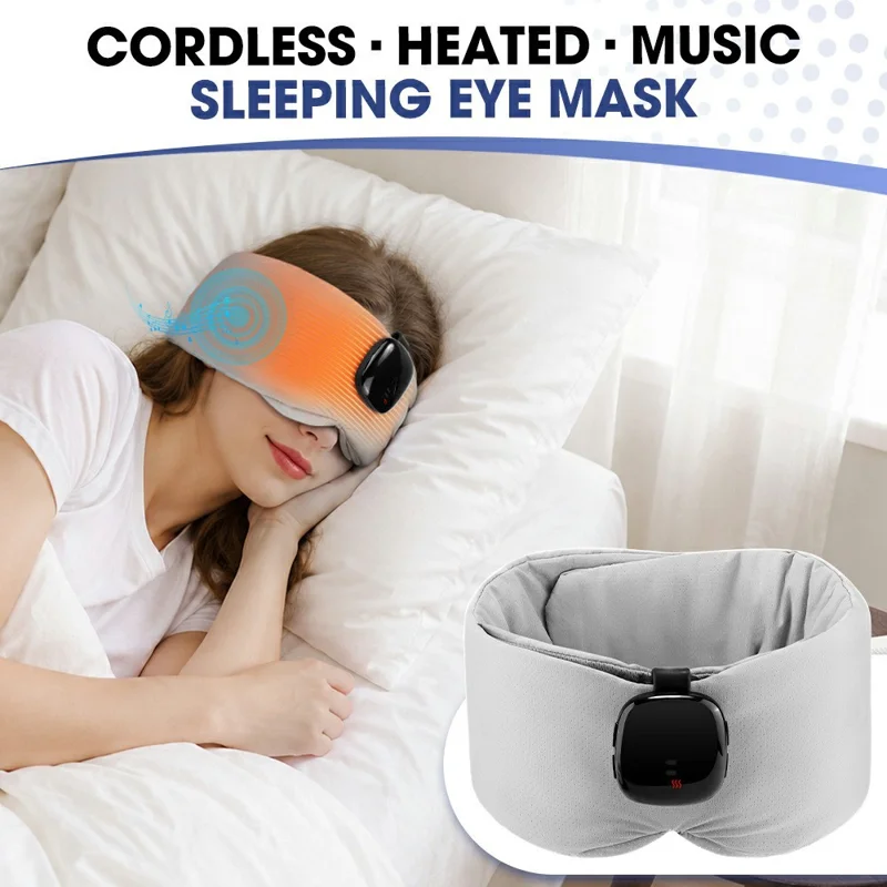 Bluetooth-compatible Music Sleep Eye Mask 50 Degrees Celsius Hot Compress 6-Gear Timer Blackout Wireless Eye Massager