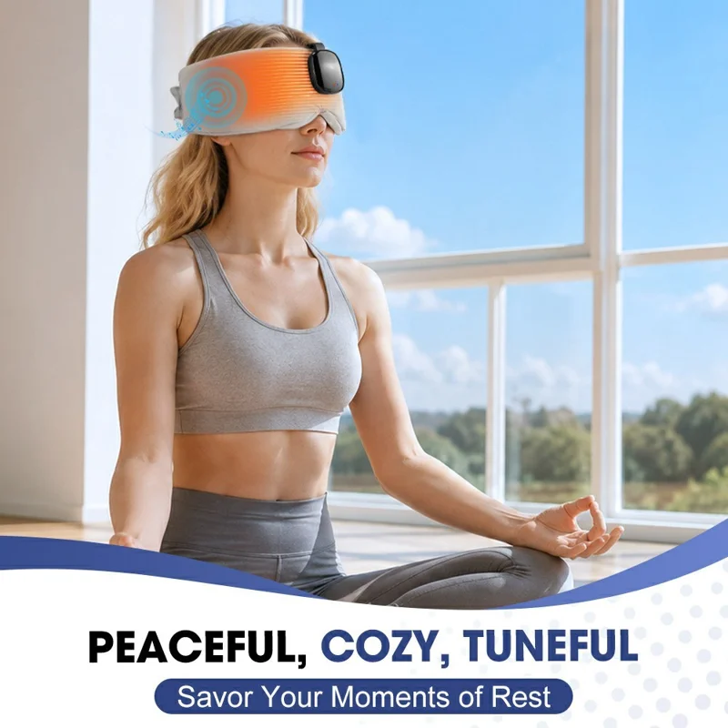 Bluetooth-compatible Music Sleep Eye Mask 50 Degrees Celsius Hot Compress 6-Gear Timer Blackout Wireless Eye Massager