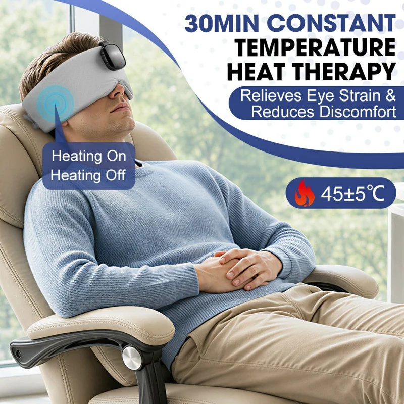 Bluetooth-compatible Music Sleep Eye Mask 50 Degrees Celsius Hot Compress 6-Gear Timer Blackout Wireless Eye Massager
