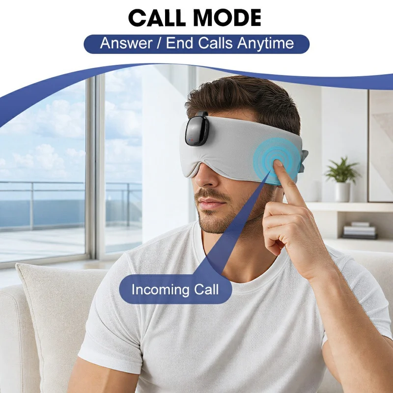 Bluetooth-compatible Music Sleep Eye Mask 50 Degrees Celsius Hot Compress 6-Gear Timer Blackout Wireless Eye Massager