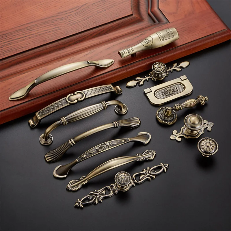 Furniture Door Pull Handle Retro Zinc Alloy Cabinet Drawer Wardrobe Handle, 22mm Screw - Style 2027 / 96mm Hole Pitch