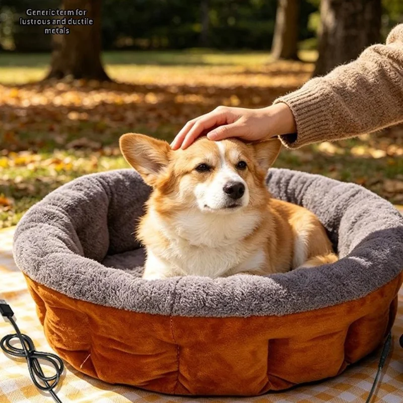 40cm 5V USB Heated Pet Bed Detachable Washable Electric Warming Cat Dog Bed with Timer for Winter - Grey+Coffee