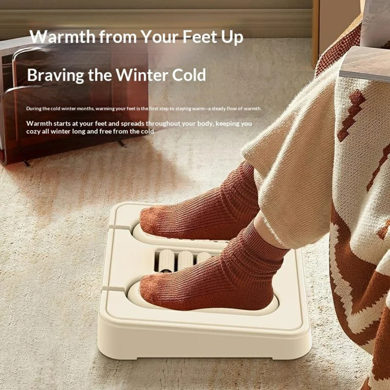 2 in 1 Foot Warmer Shoe Dryer PTC Ceramic Heating 60 Degrees Celsius Constant Temperature Massage Rollers, EU Plug