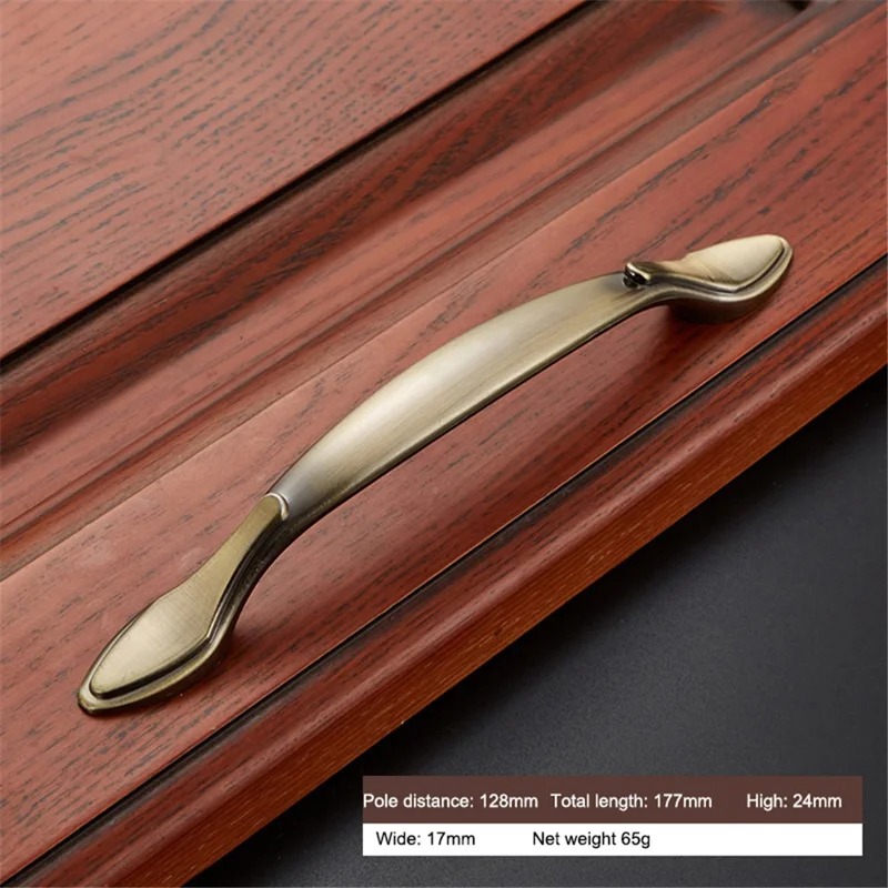 Vintage Cabinet Door Pull Handle Zinc Alloy Drawer Wardrobe Handle, 22mm Screw - Style 2079 / 128mm Hole Pitch