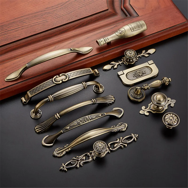 Vintage Cabinet Door Pull Handle Zinc Alloy Drawer Wardrobe Handle, 22mm Screw - Style 2079 / 128mm Hole Pitch