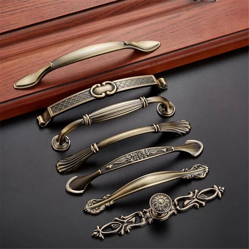 Vintage Cabinet Door Pull Handle Zinc Alloy Drawer Wardrobe Handle, 22mm Screw - Style 2079 / 128mm Hole Pitch