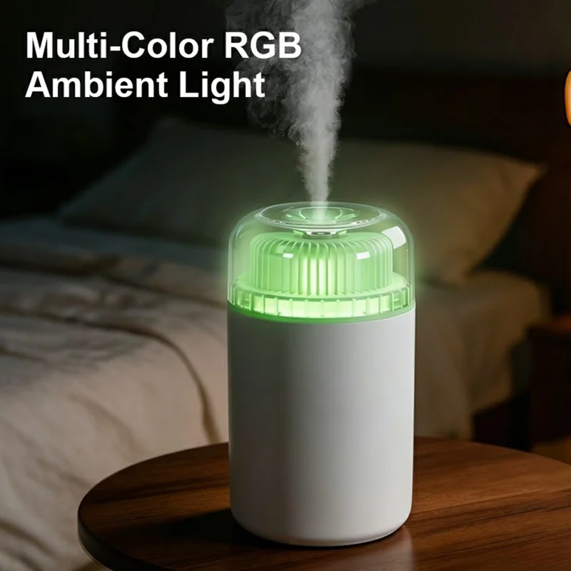 SX-J05 230mL Ambient Light Humidifier USB Charging Silent Mist Humidifier for Desktop Car Home Bedroom - White