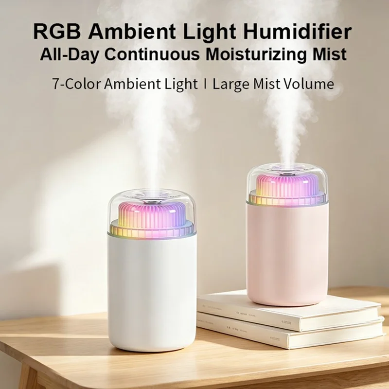 SX-J05 230mL Ambient Light Humidifier USB Charging Silent Mist Humidifier for Desktop Car Home Bedroom - White