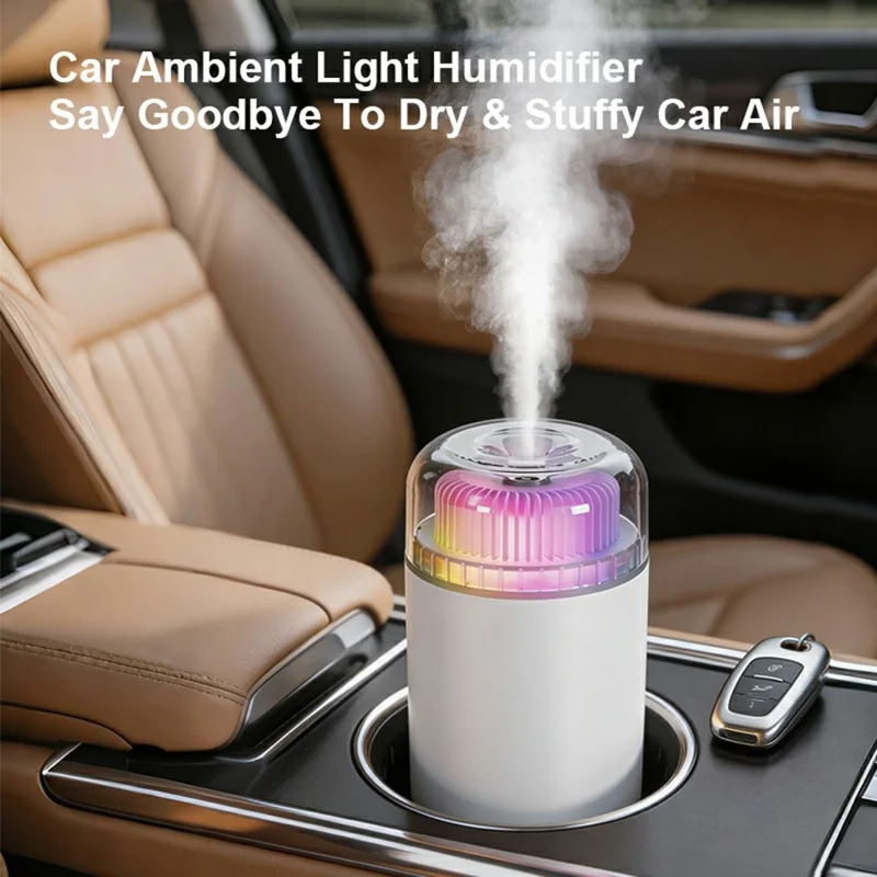 SX-J05 230mL Ambient Light Humidifier USB Charging Silent Mist Humidifier for Desktop Car Home Bedroom - White