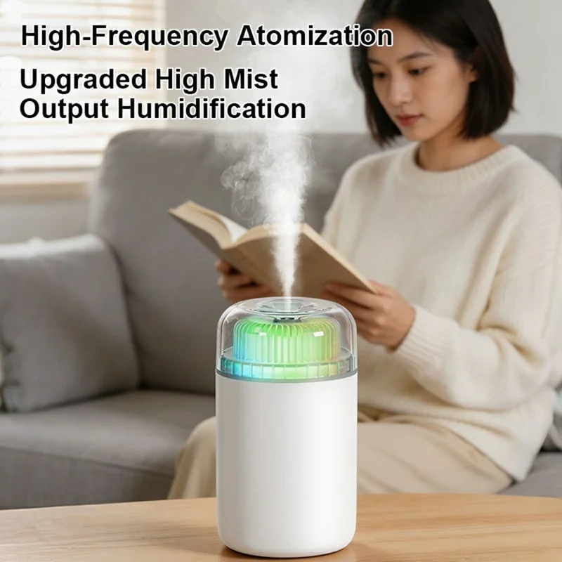SX-J05 230mL Ambient Light Humidifier USB Charging Silent Mist Humidifier for Desktop Car Home Bedroom - White