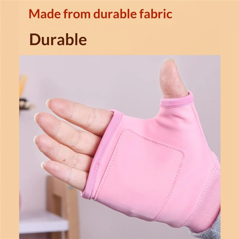 1 Pair Heated Gloves Graphene Heating 3-Level Temperature Control Touchscreen Half-Finger for Cycling - Pink