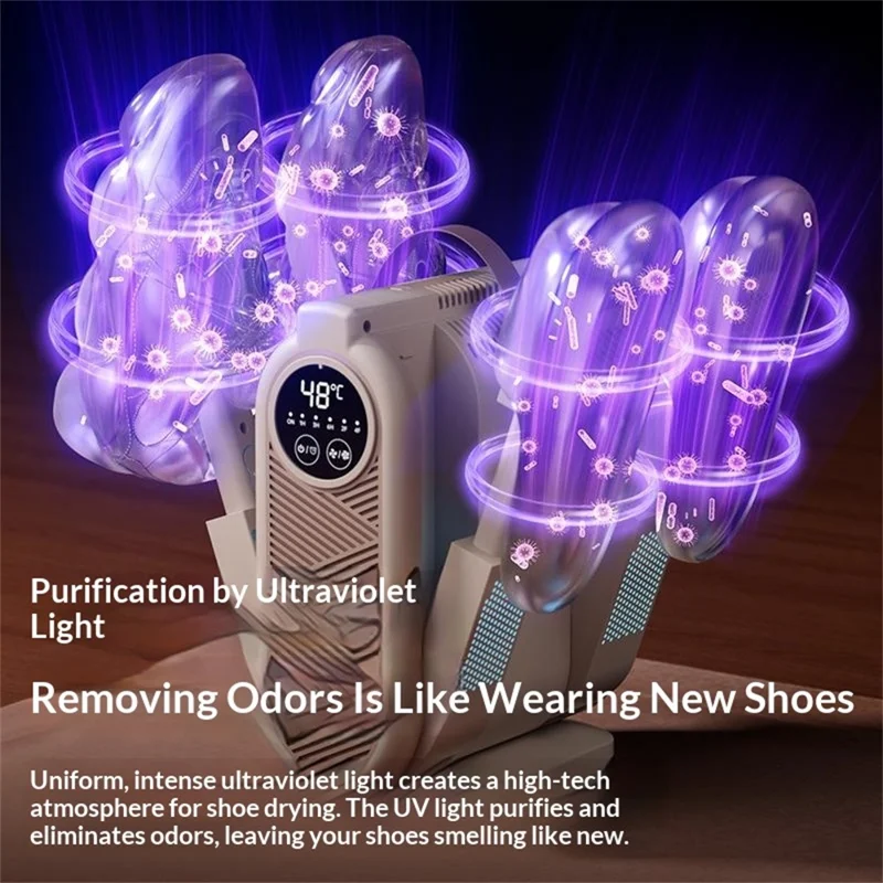HX-05 150W 4-Arm Shoe Dryer PTC Ceramic Heating Foldable Rack for Shoes Socks Gloves, EU Plug