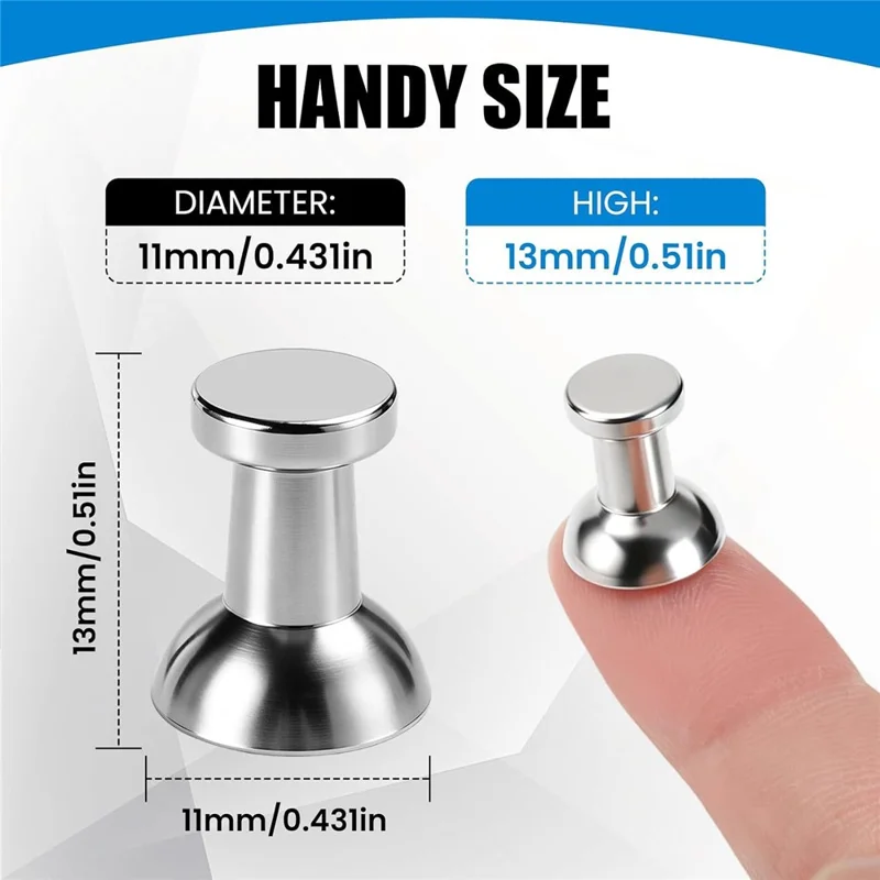 30 Stück Metall-Magnethalter 11 x 13 mm mit integriertem Magnet für Kühlschrank, Whiteboard, Schließfach – Silber