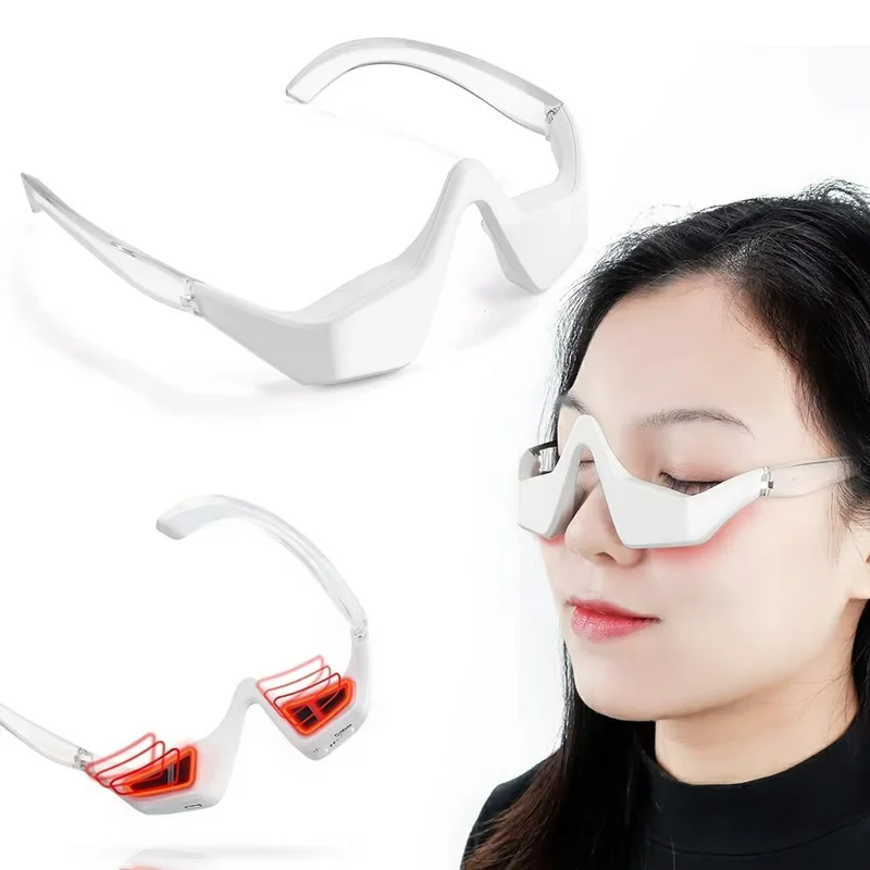 Wireless 3D Eye Massager 3 Modes 36 LED Red Light Vibration USB Rechargeable - Transparent Legs
