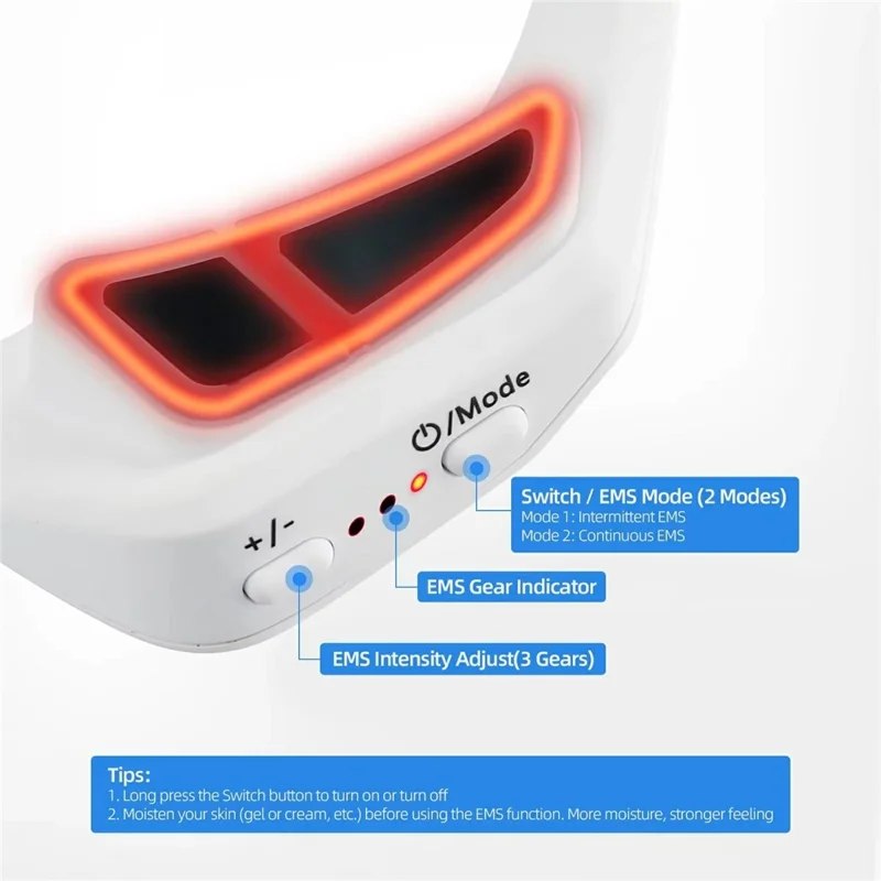 Wireless 3D Eye Massager 3 Modes 36 LED Red Light Vibration USB Rechargeable - Transparent Legs