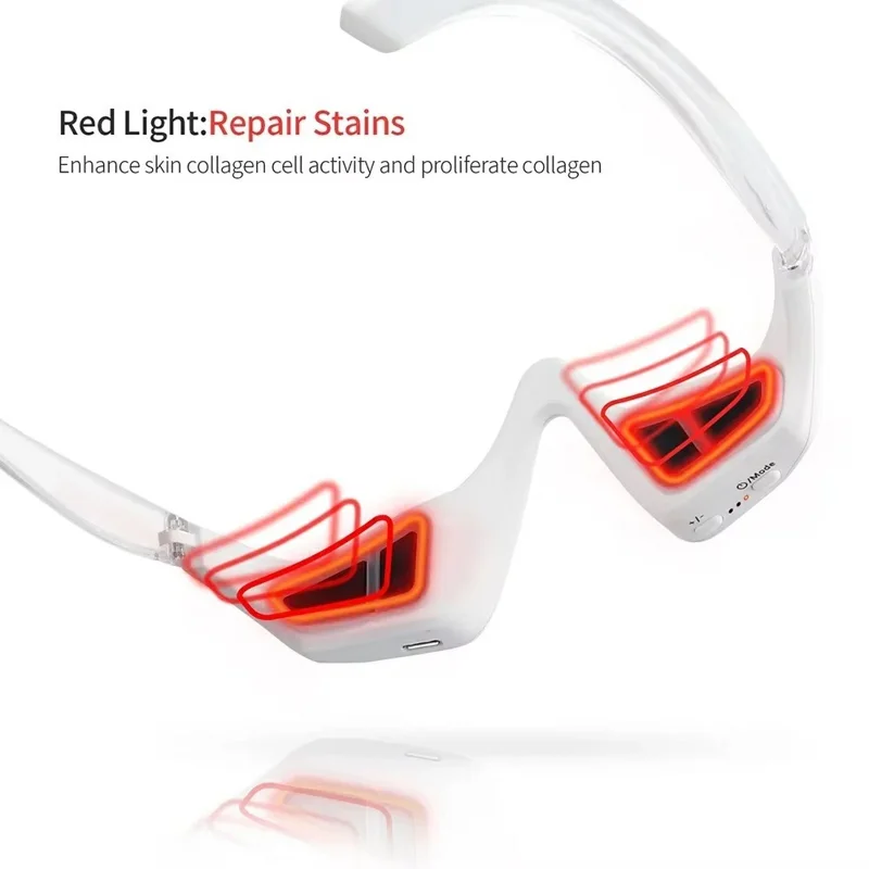 Wireless 3D Eye Massager 3 Modes 36 LED Red Light Vibration USB Rechargeable - Transparent Legs