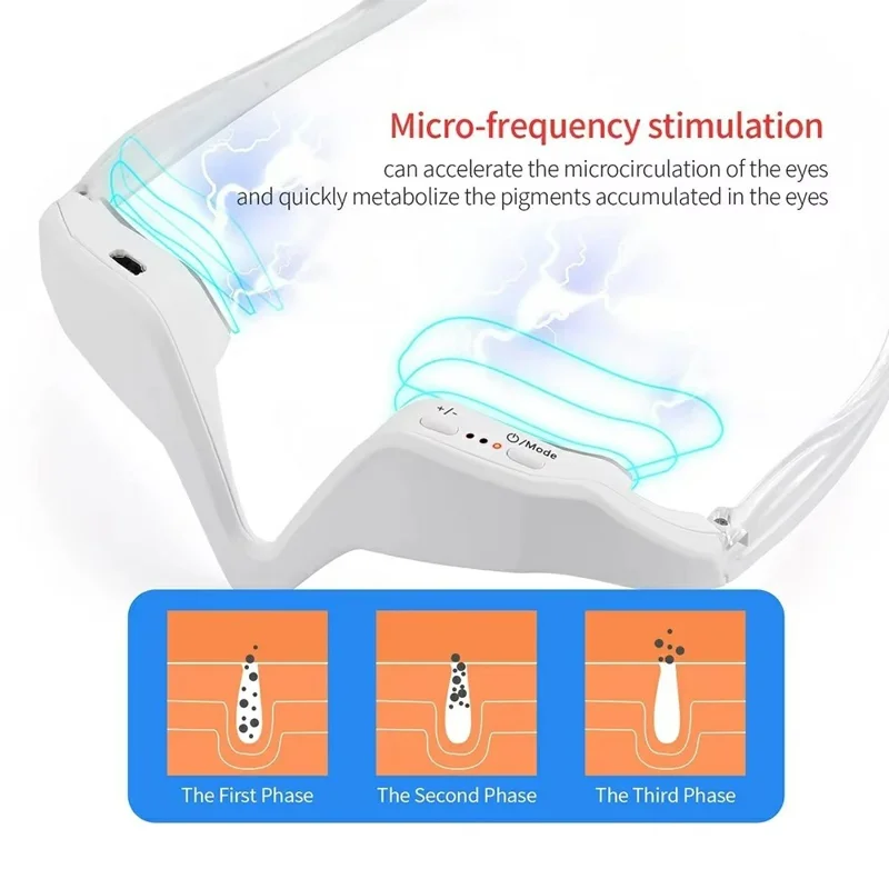 Wireless 3D Eye Massager 3 Modes 36 LED Red Light Vibration USB Rechargeable - Transparent Legs
