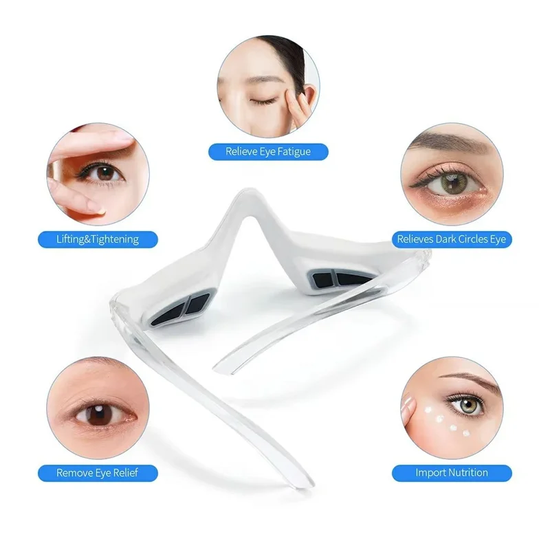 Wireless 3D Eye Massager 3 Modes 36 LED Red Light Vibration USB Rechargeable - Transparent Legs