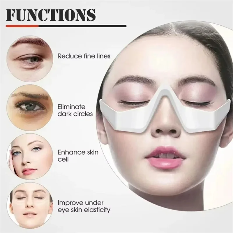 Wireless 3D Eye Massager 3 Modes 36 LED Red Light Vibration USB Rechargeable - Transparent Legs