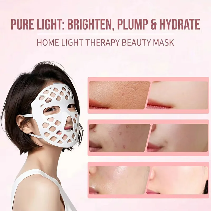 5D LED Beauty Mask 2.5W 7-Mode Light Therapy ABS + Silicone Face Mask with Timer - White